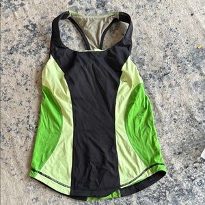 Women's Black and Green Racerback Top